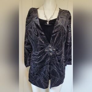 Black and Silver Patterned Blouse